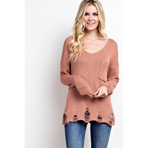 >LAST<Nilla Destroyed Lightweight Sweater - Ginger - Picture 4 of 5